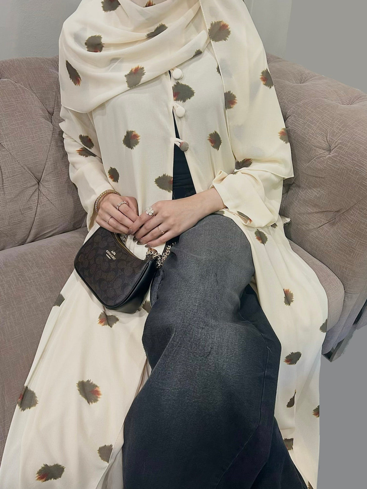 Cheetah Open Abaya + Hijab